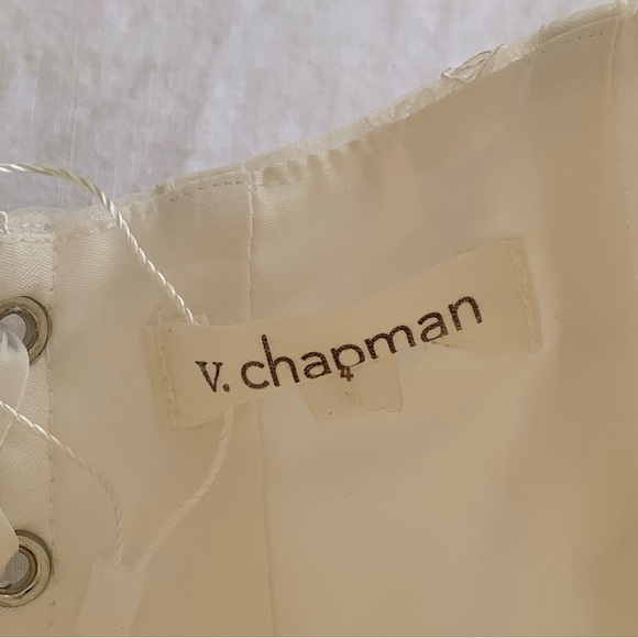 V. Chapman Nigella Lace Strapless Corset Tie Open Back Mini Dress White Bride - Picture 4 of 12
